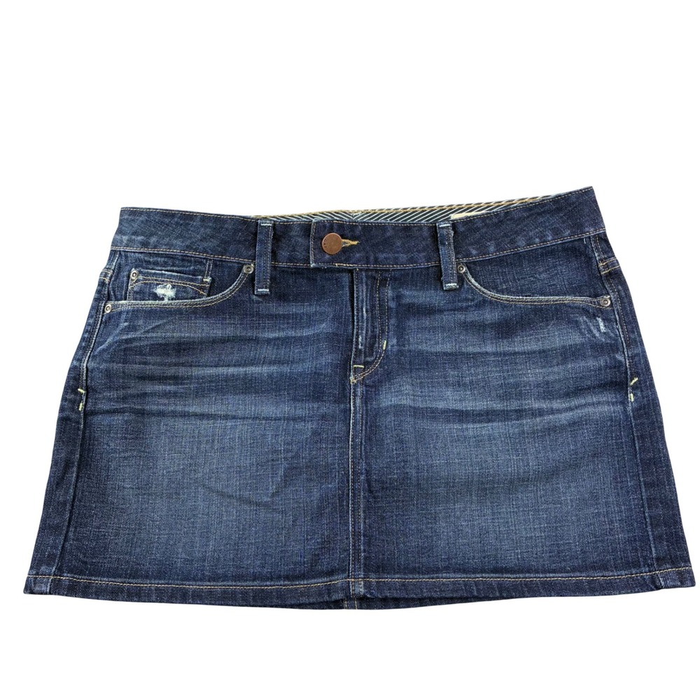 Gap Denim Mini Skirt Womens 8/29 Dark Wash Low Rise Distressed Girlcore Y2K 90s